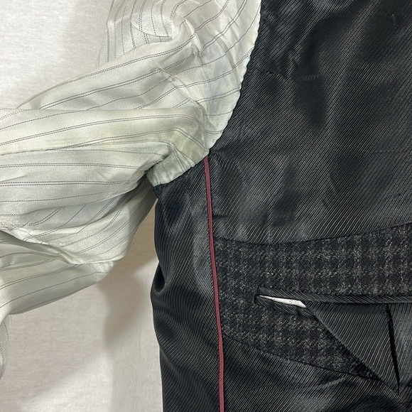 Express Photographer Fitted Wool Blend Mixed Pattern Gray Blazer Mens Size 38R - Picture 12 of 15